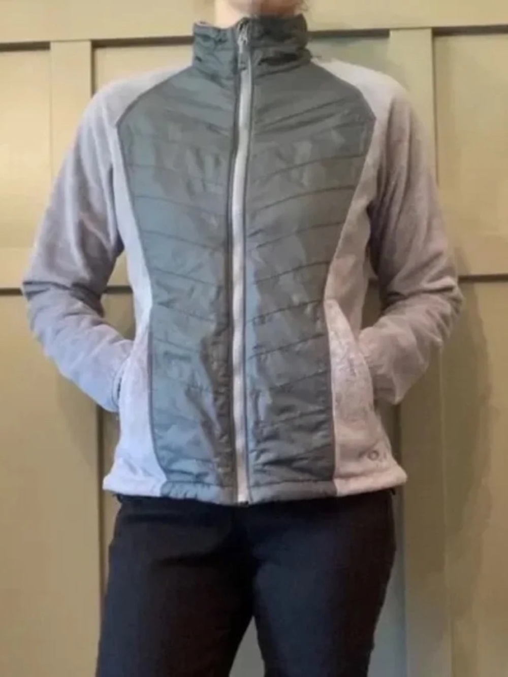 Mountain Hardwear Gray Full Zip Jacket Coat High Pile Fleece Quilted Size Small
